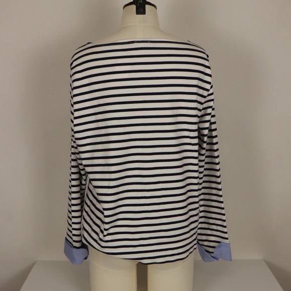 ❌SOLD❌ J. Crew Striped Boat Neck Denim Blouse XL - Picture 5 of 7
